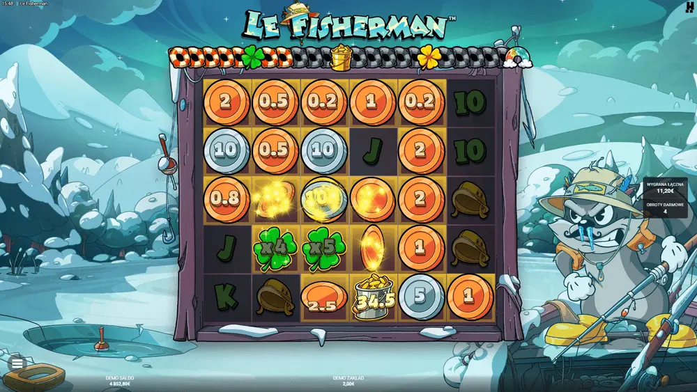Bonus On Thin Ice w Le Fisherman z widocznym paskiem Big Catch Bar