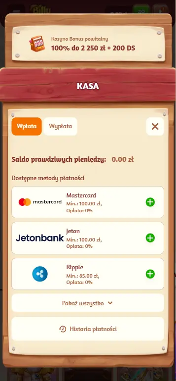 Doładowanie konta kasyna w PLN dostępnymi metodami płatności